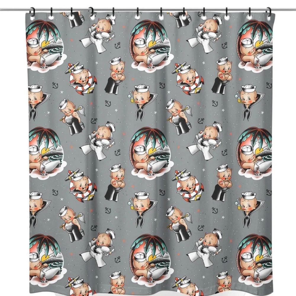 Kewpie Sailor Shower Curtain & Hooks New